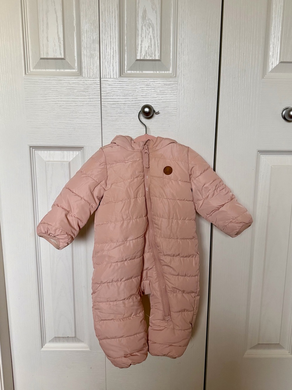 H&M Light Blush Pink Quilted Infant Snowsuit